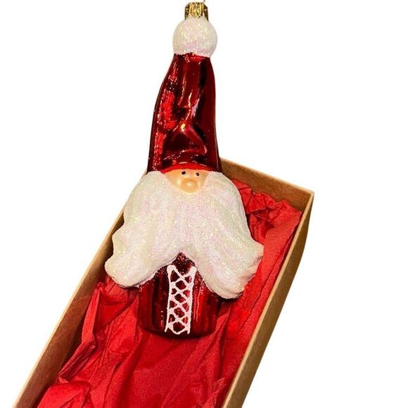 Hand blown Santa Christmas Ornament glitter Made in Poland Large Max Glass mouth - Picture 5 of 8